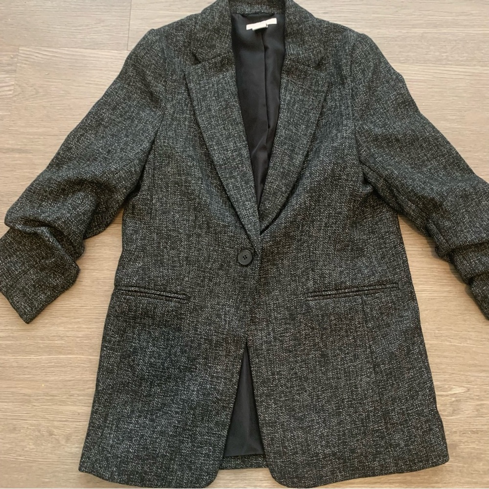 H&M Black Melange Gathered Sleeve  Jacket